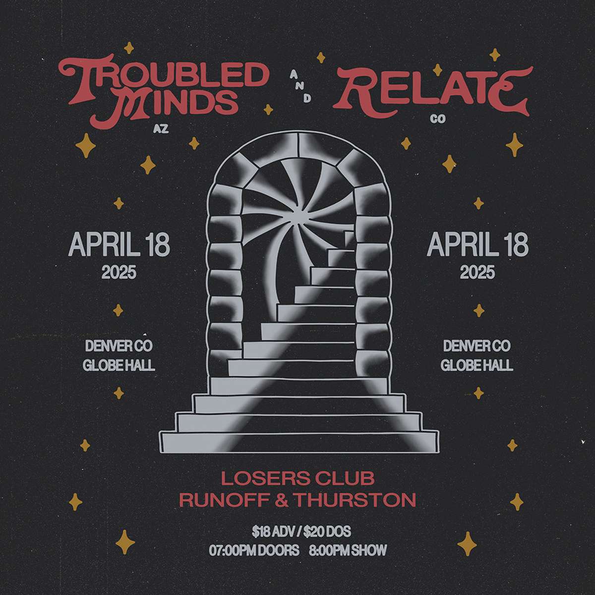 Troubled Minds & Relate. w/ The Losers Club, Runoff + Thurston