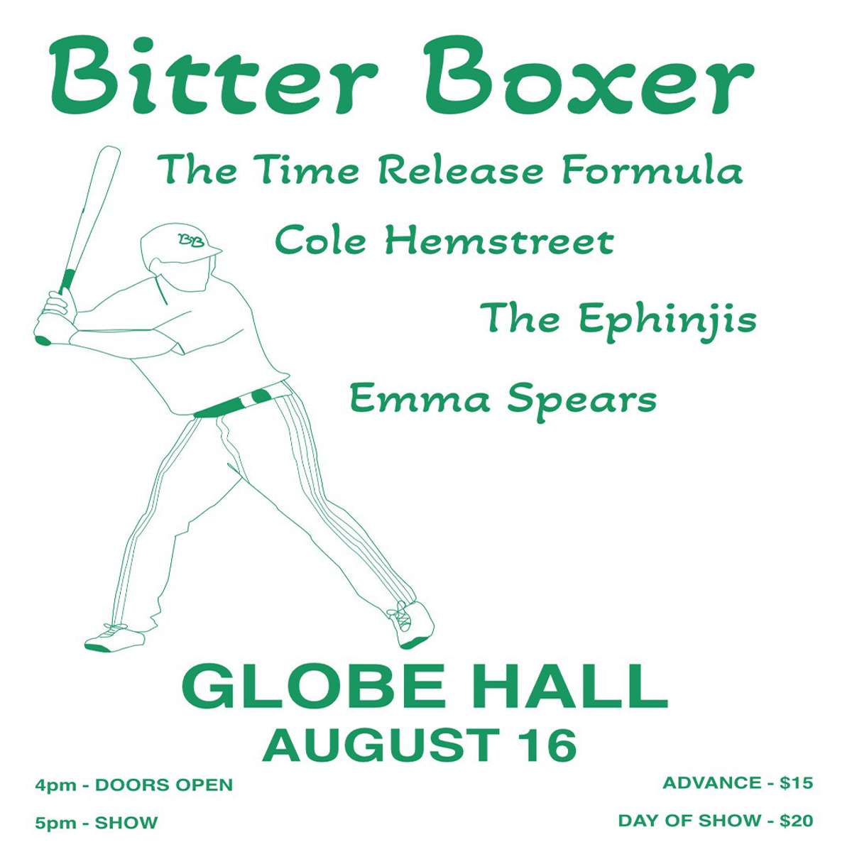 Bitter Boxer w/ Emma Spears, Cole Hemstreet, The Time Release Formula + The Ephinjis